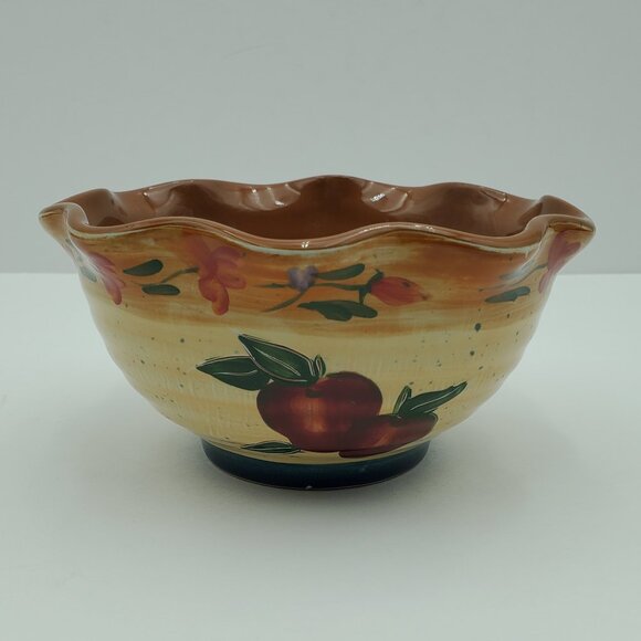 Giftcraft Country Fair Soup Cereal Bowls 2003 Apple Ruffled Edge Dessert Bowls - Picture 9 of 10